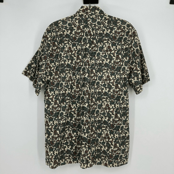 Vintage Hilo Hattie Hawaiian Mens Shirt Size L Floral Cream Green Vacation - Picture 7 of 7